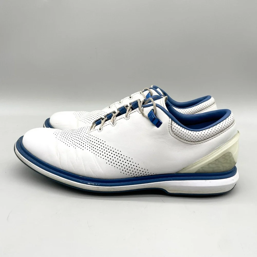 Jordan Mens 9.5 ADG 4 Golf Shoes White Blue Spikeless Sporty Preppy Gorpcore